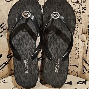 Michael Kors Black Logo Flip Flops